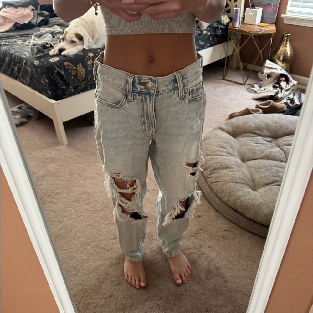Aeropostale Light Blue Distressed Boyfriend Jeans